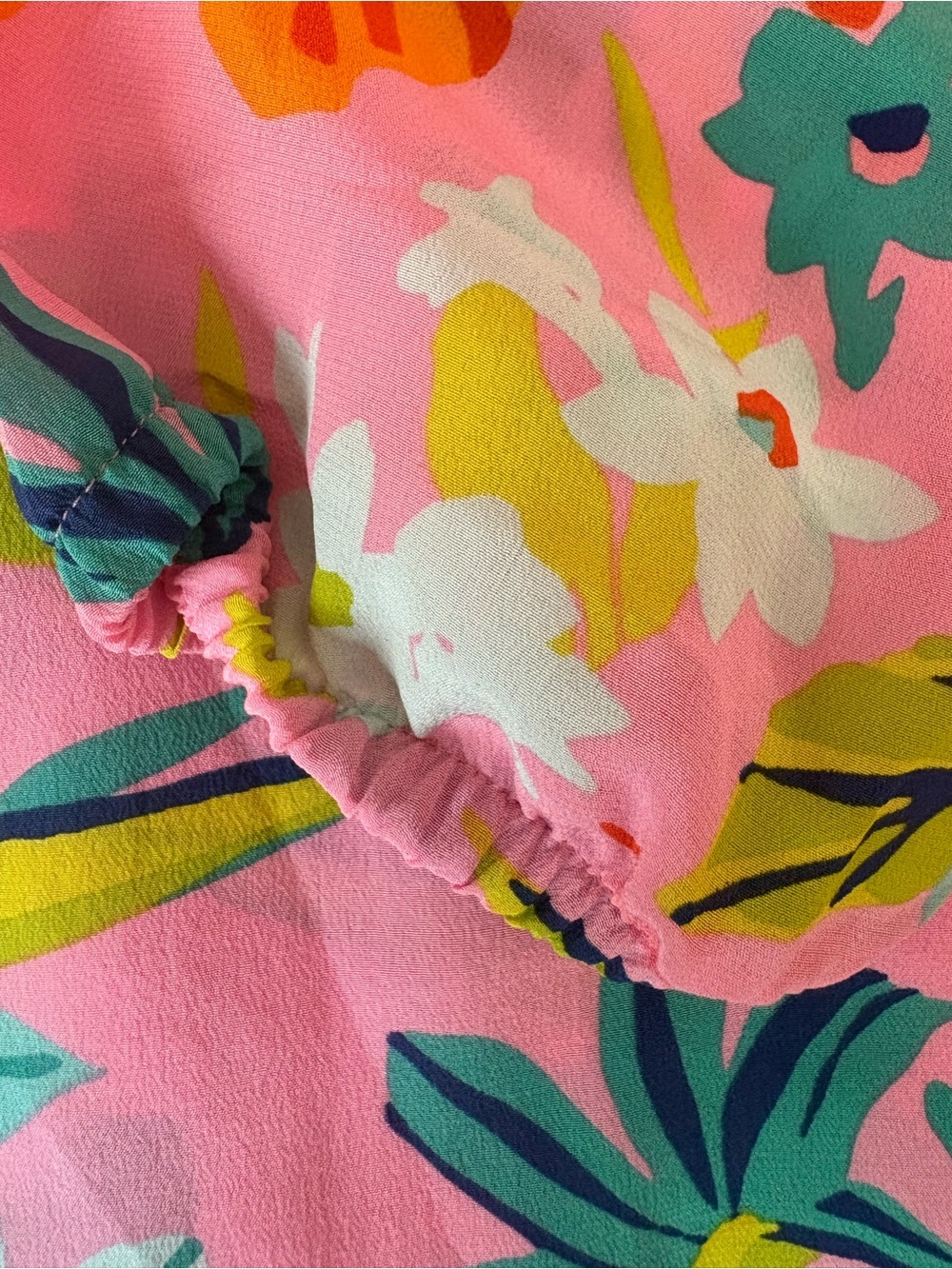 Spartina 449 Pink Tropical Floral Silk Blouse Tunic Top Size Large - Picture 8 of 9